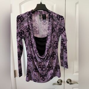 Purple Draped Top with Faux Tank